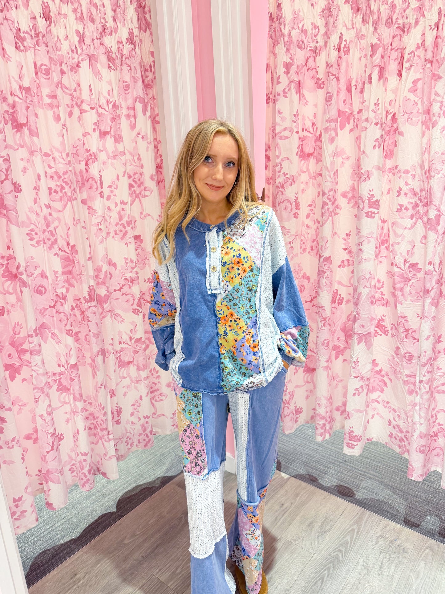 Blue Boho Mineral Pants