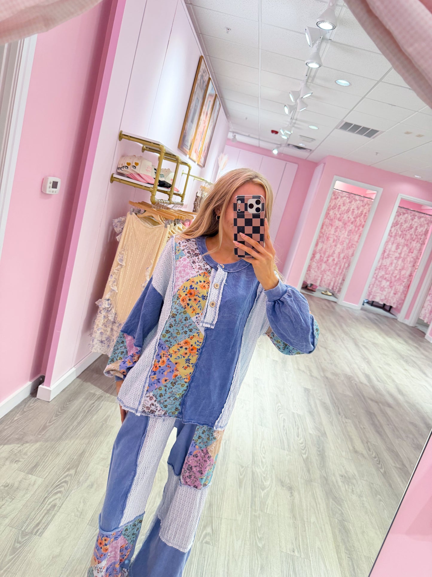 Blue Boho Mineral Top