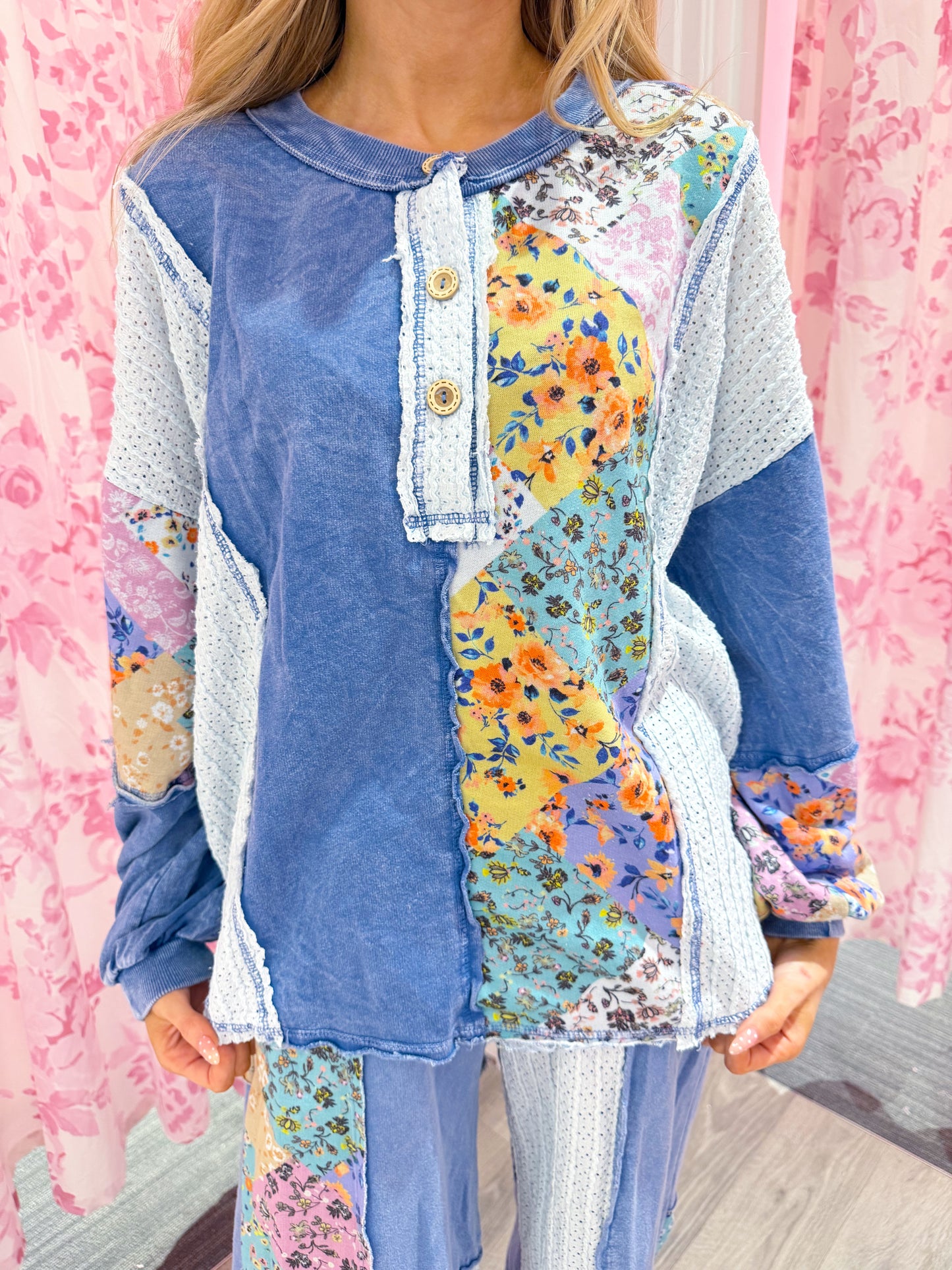 Blue Boho Mineral Top