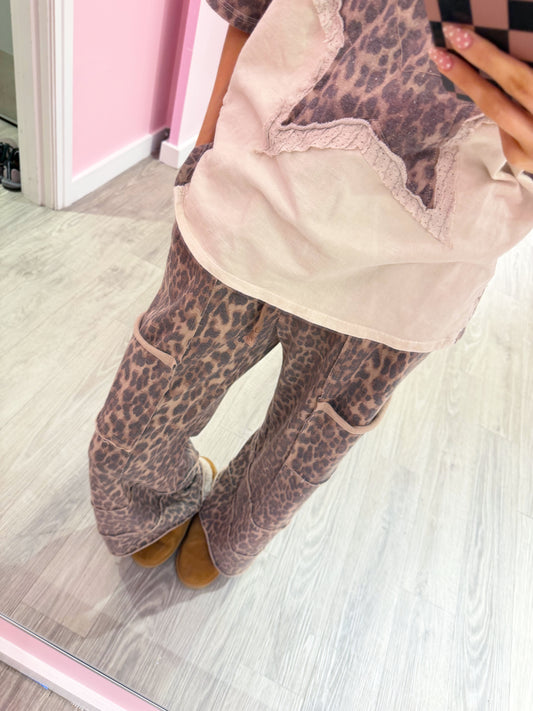 Wide Leg Leopard Pants