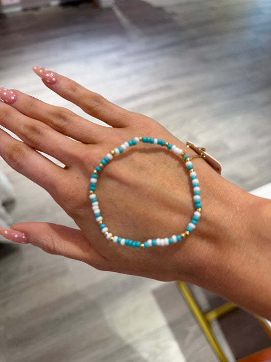 Turquoise & White Sprinkle Bracelet
