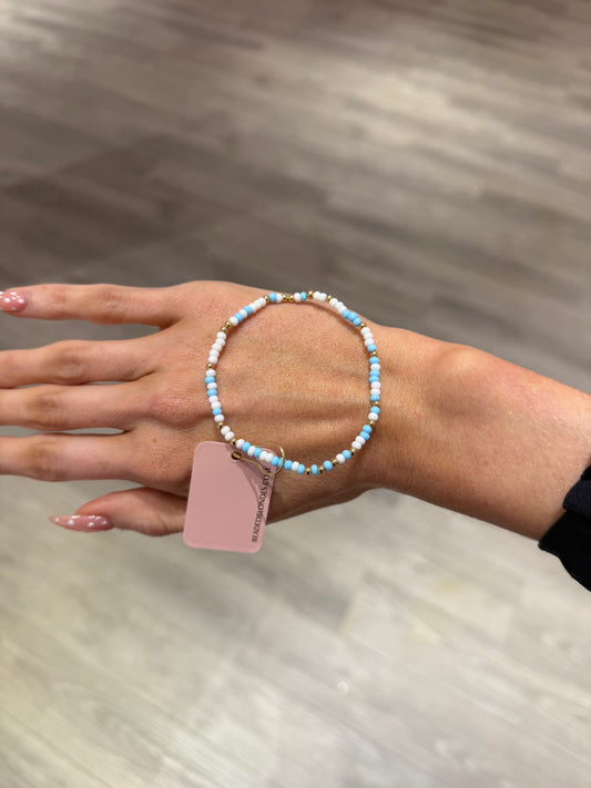 Powder Blue &  White Sprinkle Bracelet