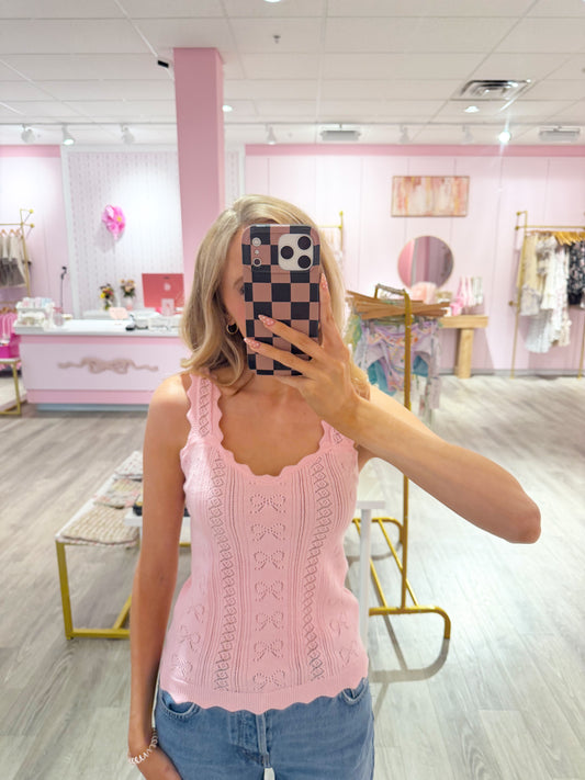 Bow Pointelle Knit Tank